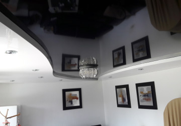 Spanndecke Essbereich Wohnzimmer 2.Ebenen Schwarz Weiss